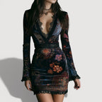 MAXINE – LACE VELVET DRESS