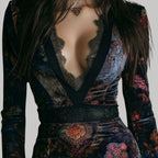 MAXINE – LACE VELVET DRESS