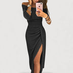 LERAYA – OFF-SHOULDER MIDI DRESS