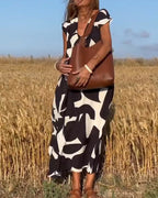 Elowen - Irregular Geometric Print Sleeveless Dress