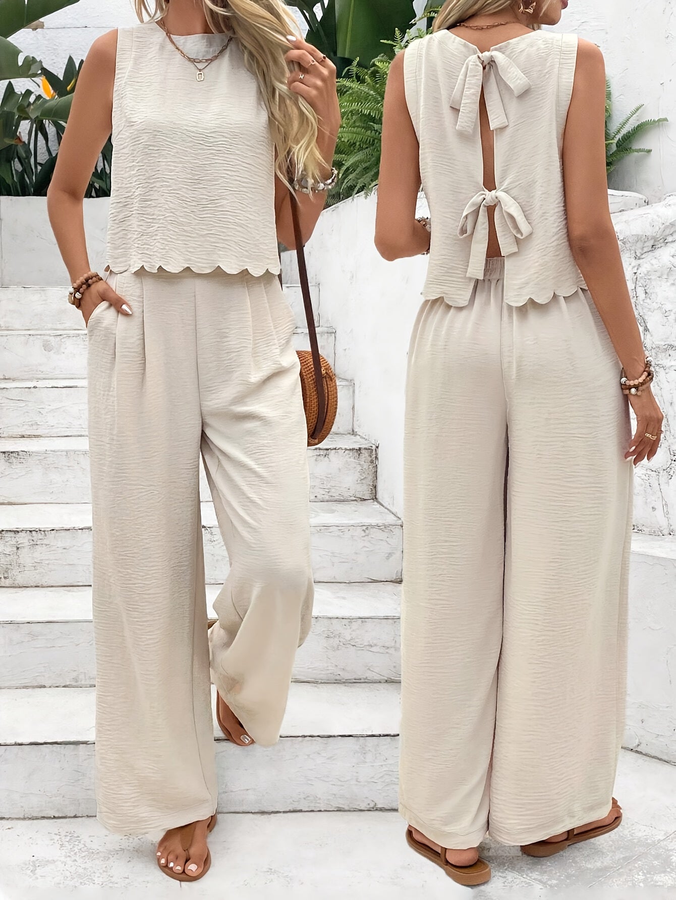 Women's Two-Piece Set | Sleeveless Top & Adjustable Fit