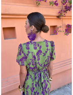 Lucinda - Boho V-Neck Floral Pleated Dress