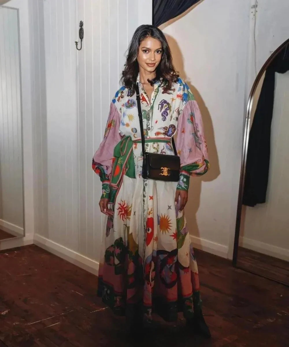 Zoey™ - Vintage Maxi Dress with Lantern Sleeve