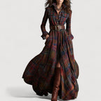 MIRELINE – PLAID MAXI DRESS