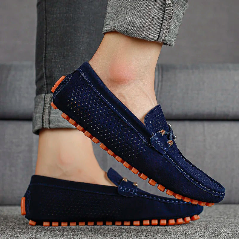 GIANNI PERFORATED LEATHER LOAFERS